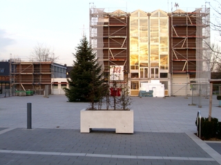 Das Rathaus ist in der Front vollkommen mit einem Gerüst versehen - Foto vom 29.11.2011