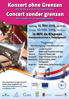 Plakat 'Grenzenloses Konzert mit Musik und Gesang aus sechs deutsch-niederländischen Kommunen'