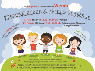 Am Samstag, dem 29. Februar und Sonntag, dem 01. März 2020 findet im Wember Bürgerhaus wieder die KinderKleiderbörse statt
