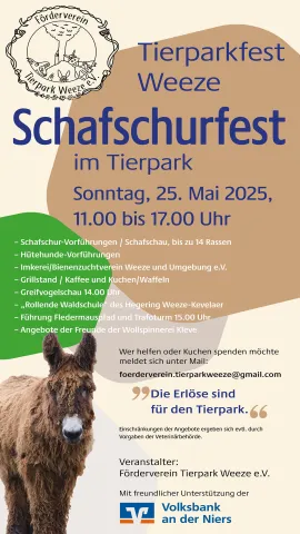 Das Plakat zum Schafschurfest im Tierpark Weeze